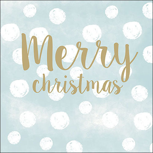 "Merry Christmas" Snowballs Blue Christmas Paper Napkins | Putti Canada