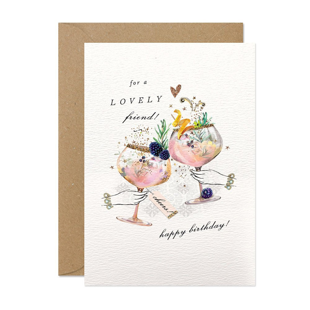 "Lovely Friend" Birthday Cocktail Greeting Card | Putti Celebrations