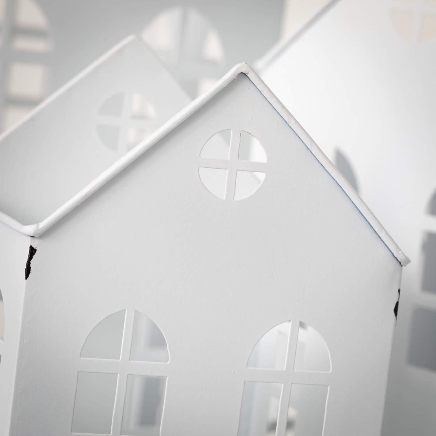 White Metal House Tealight Holder