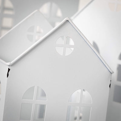 White Metal House Tealight Holder