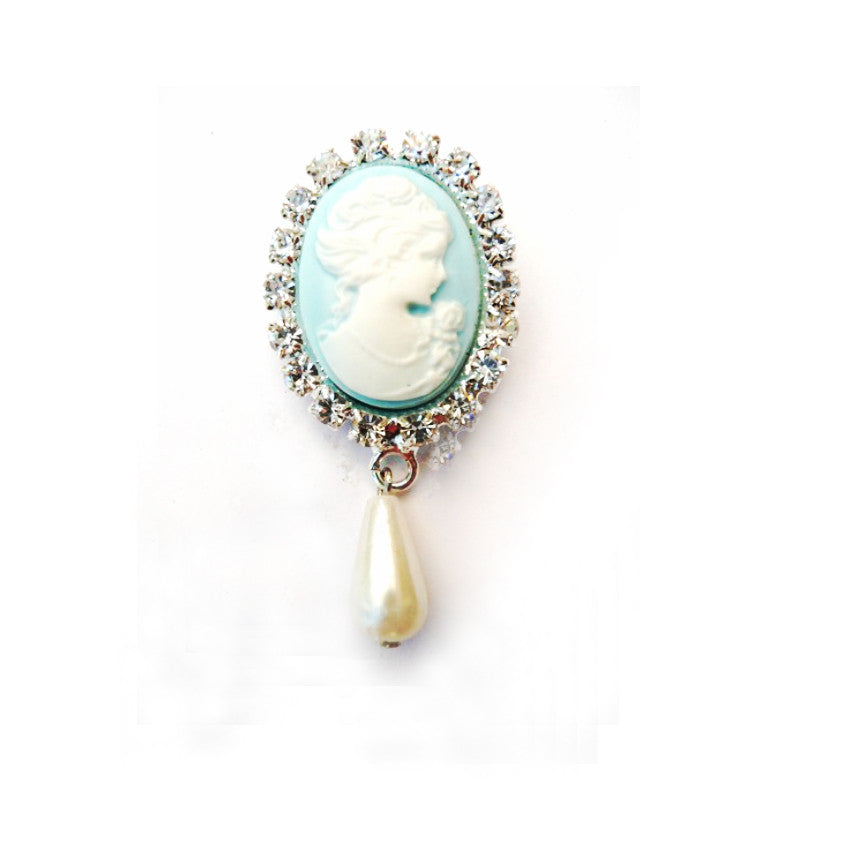 Miss Rose Sister Violet Cameo Pearl Brooch - Blue, MRSV-Miss Rose Sister Violet, Putti Fine Furnishings