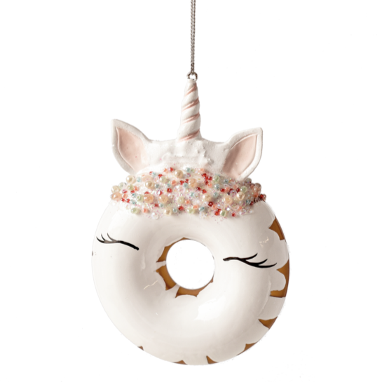 Unicorn Donut Glass Ornament | Putti Christmas Celebrations