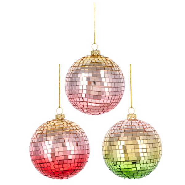 Ombre Mirrored Ball Ornament - Pale Pink