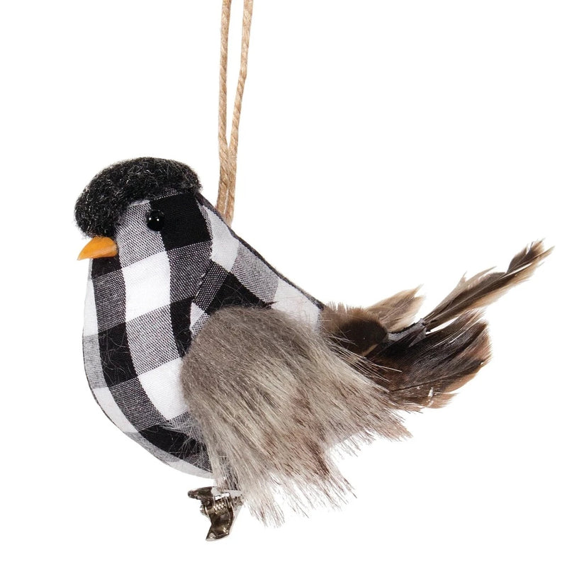 Black and White Buffalo Check Hanging Bird | Putti Christmas Canada