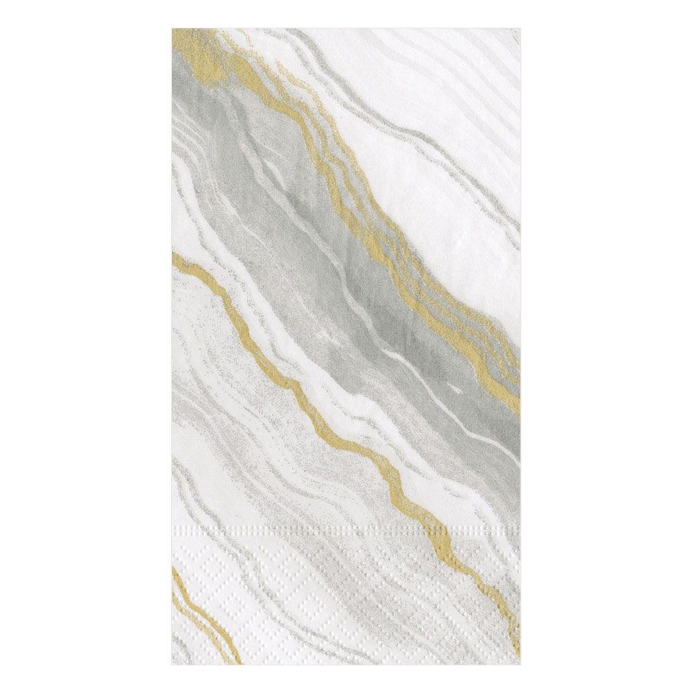 Caspari Grey Marble Paper Napkin - Guest - Le Petite Putti