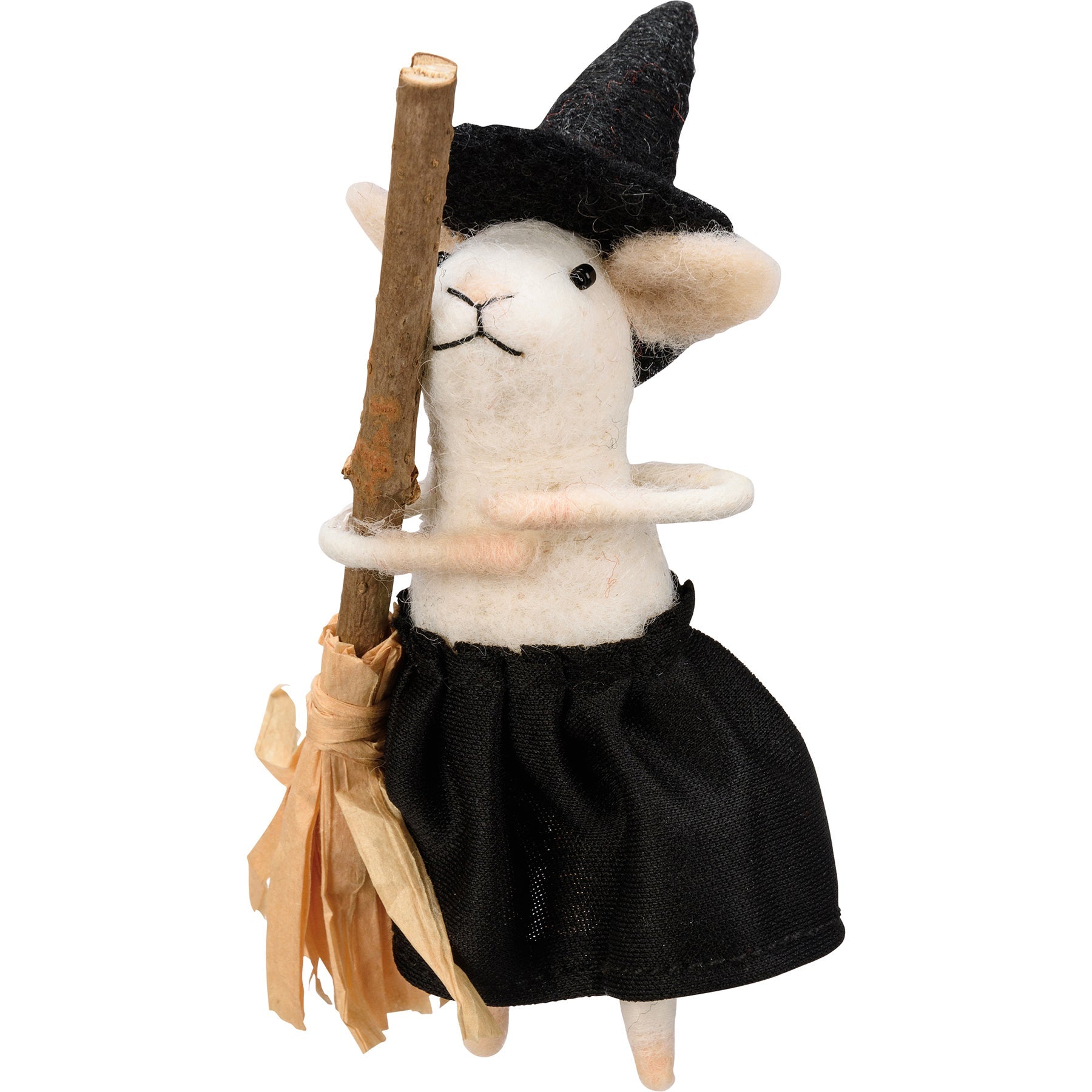 Witch with Broom Felt Mouse Ornament