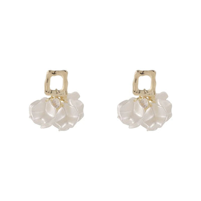 White Flower Petal Earrings
