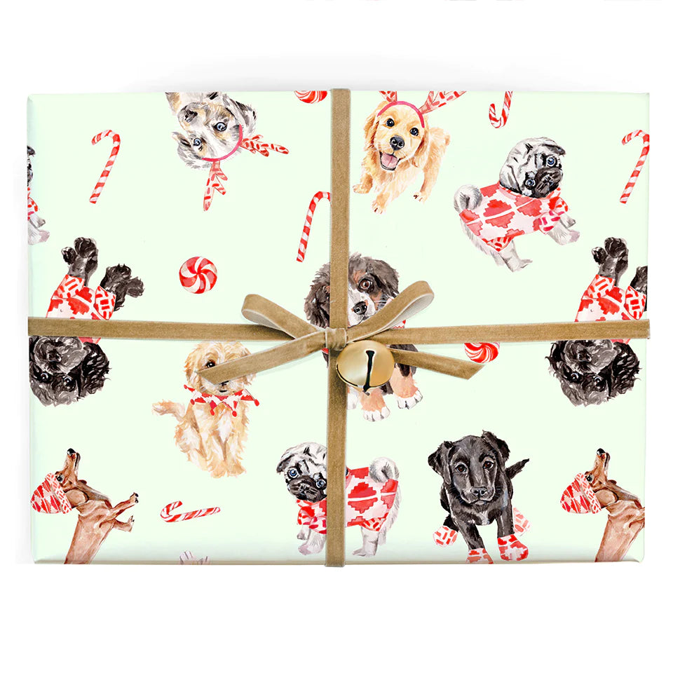 Lana's Shop - Mint Christmas Puppy Dog Gift Wrap Roll | Putti Christmas Canada