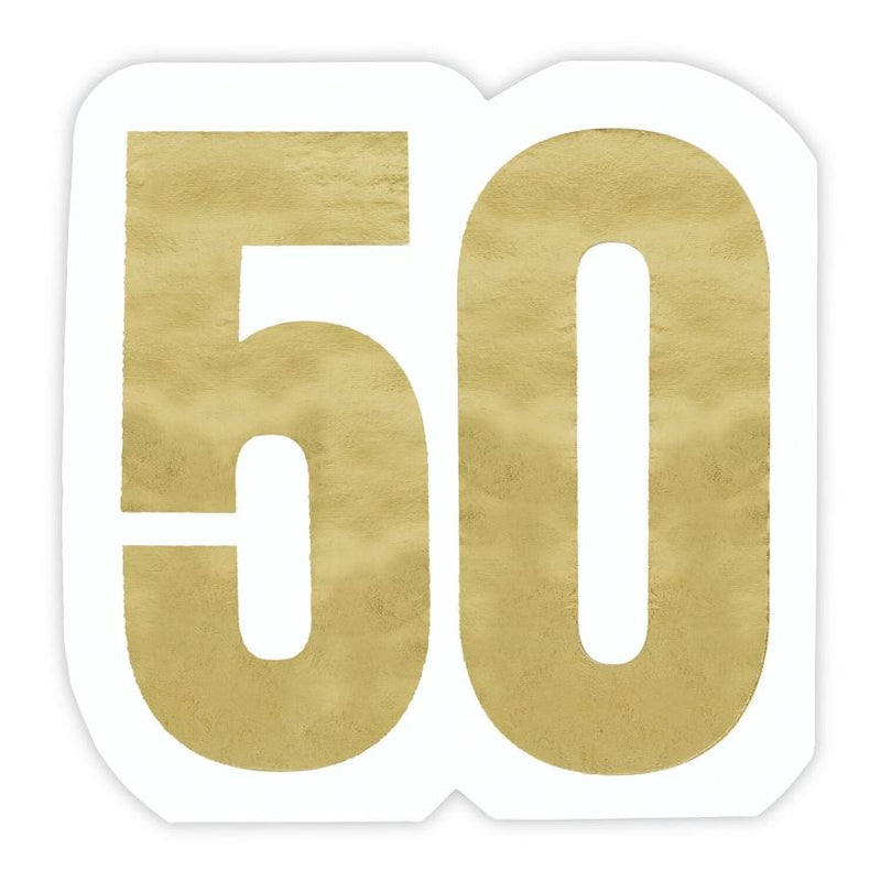 Slant "50" Gold Foil Die Cut Paper Napkins - Putti Party Supplies
