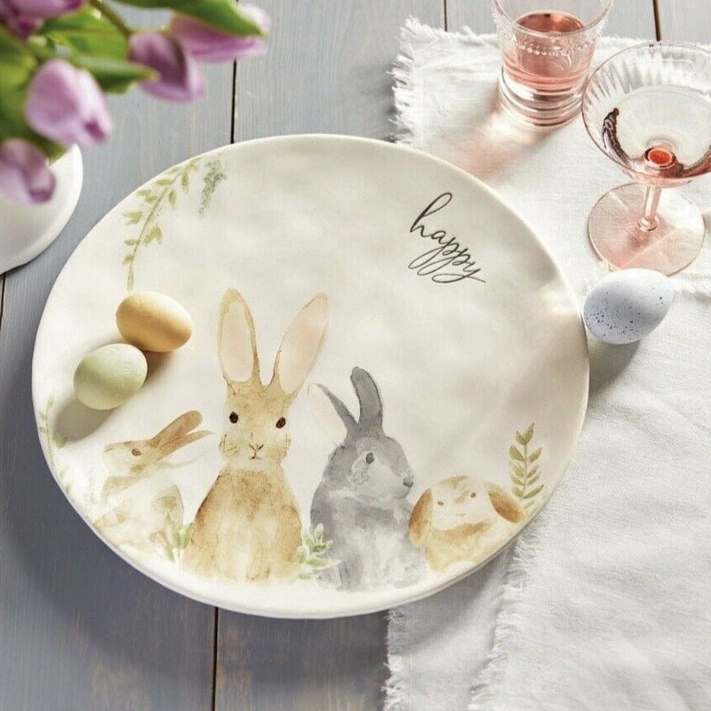 Mud Pie Watercolor Bunny Platter