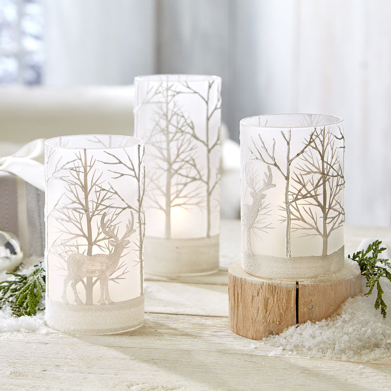Frosted Votive Holders with Deer, TC-Two's Company, Putti Fine Furnishings