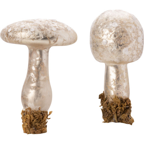 Silver Mushroom Glass Clip Ornament | Putti Christmas Decorations