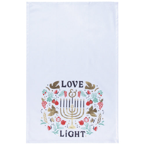 Love & Light Hanukkah Dish Towel | Putti Celebrations