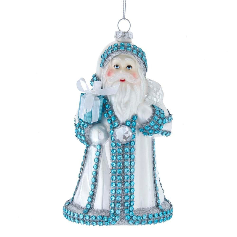 Kurt Adler Tiffany Blue Santa with Rhinestones Ornament | Putti Christmas