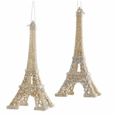 Platinum and Silver Eiffel Tower Ornament | Putti Christmas Canada