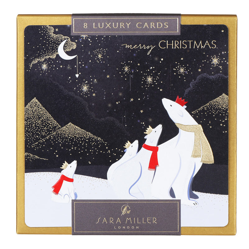 The Art File Sara Miller Polar Bears "Merry Christmas" Boxed Cards | Putti