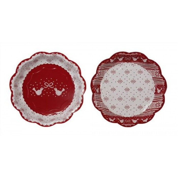 Red & White "Knitted Noel" Christmas Paper Plate, TT-Talking Tables, Putti Fine Furnishings