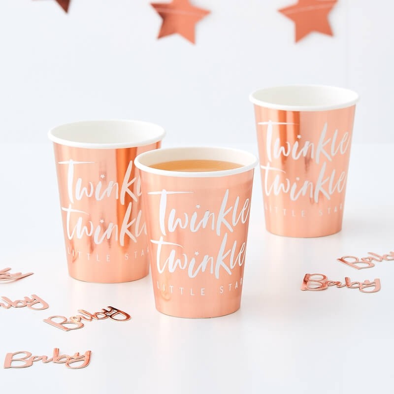 Ginger Ray Rose Gold "Twinkle Twinkle" Paper Cups | Putti Celebrations