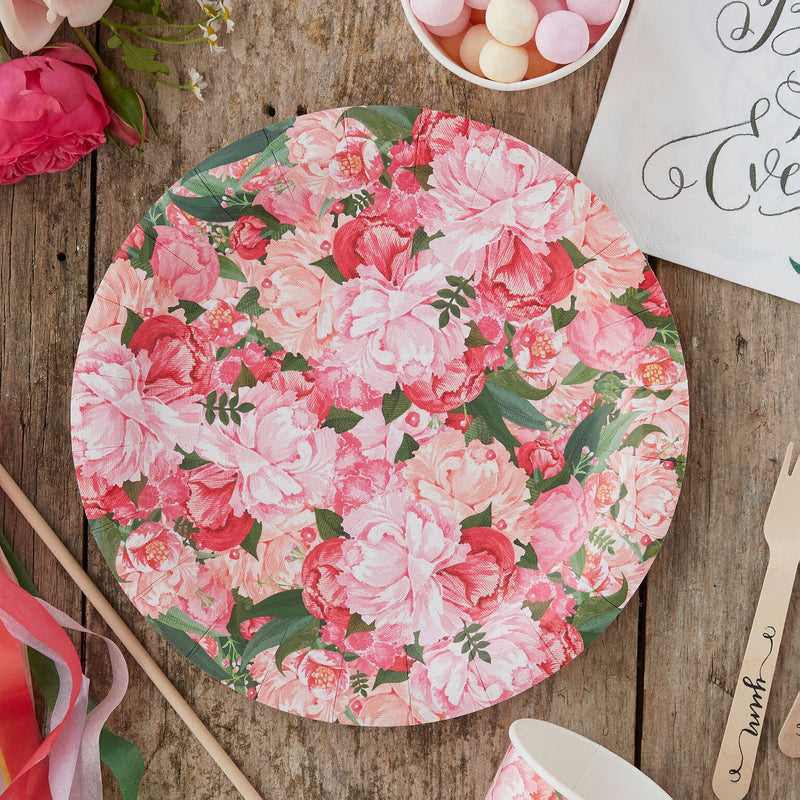 "Boho" Floral - Paper Plates -  Party Supplies - Ginger Ray UK - Putti Fine Furnishings Toronto Canada - 1