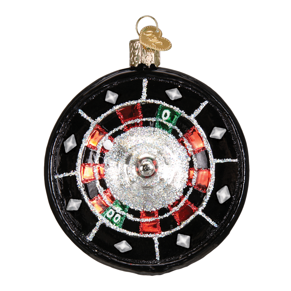 Old Word Christmas Roulette Wheel Glass Ornament - Putti Christmas Canada