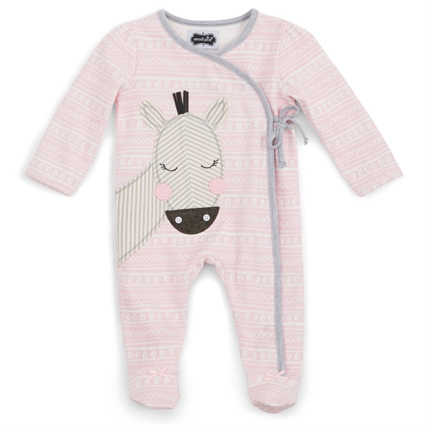 Mud Pie Zebra Kimono Footed Sleeper, MP-Mud Pie, Putti Fine Furnishings