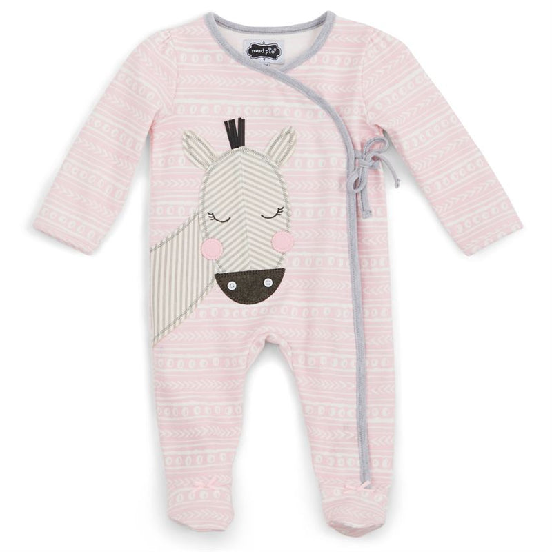 Mud Pie Zebra Kimono Footed Sleeper, MP-Mud Pie, Putti Fine Furnishings