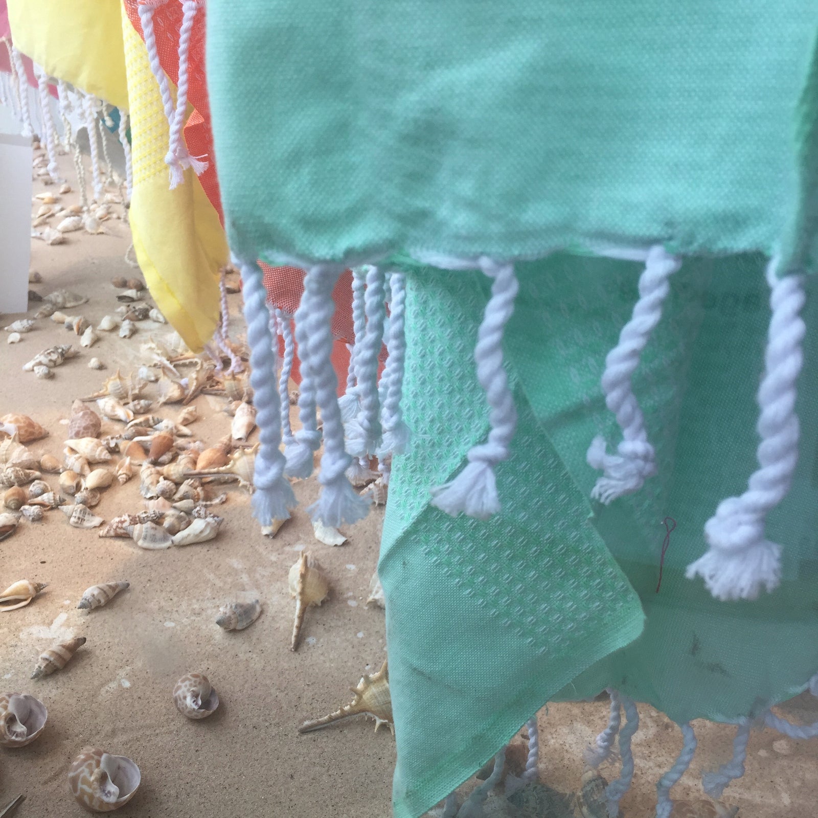 Pale Mint Green, Denim, Cream Stripe Tea Towels