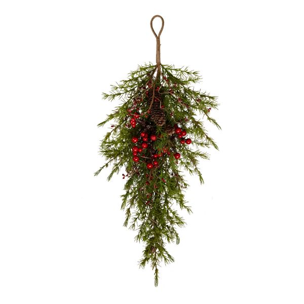Pinecone and Red Berry Swag | Putti Christmas Decorations 
