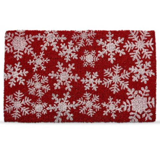 Tag Ltd Red and White Snowflake Coir Doormat | Putti Christmas 