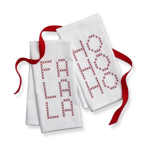 ho ho ho fa la la Guest Towel - Set of 2 | Putti Christmas Celebrations 