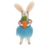Rabbit in Blue Dress Felted Ornament