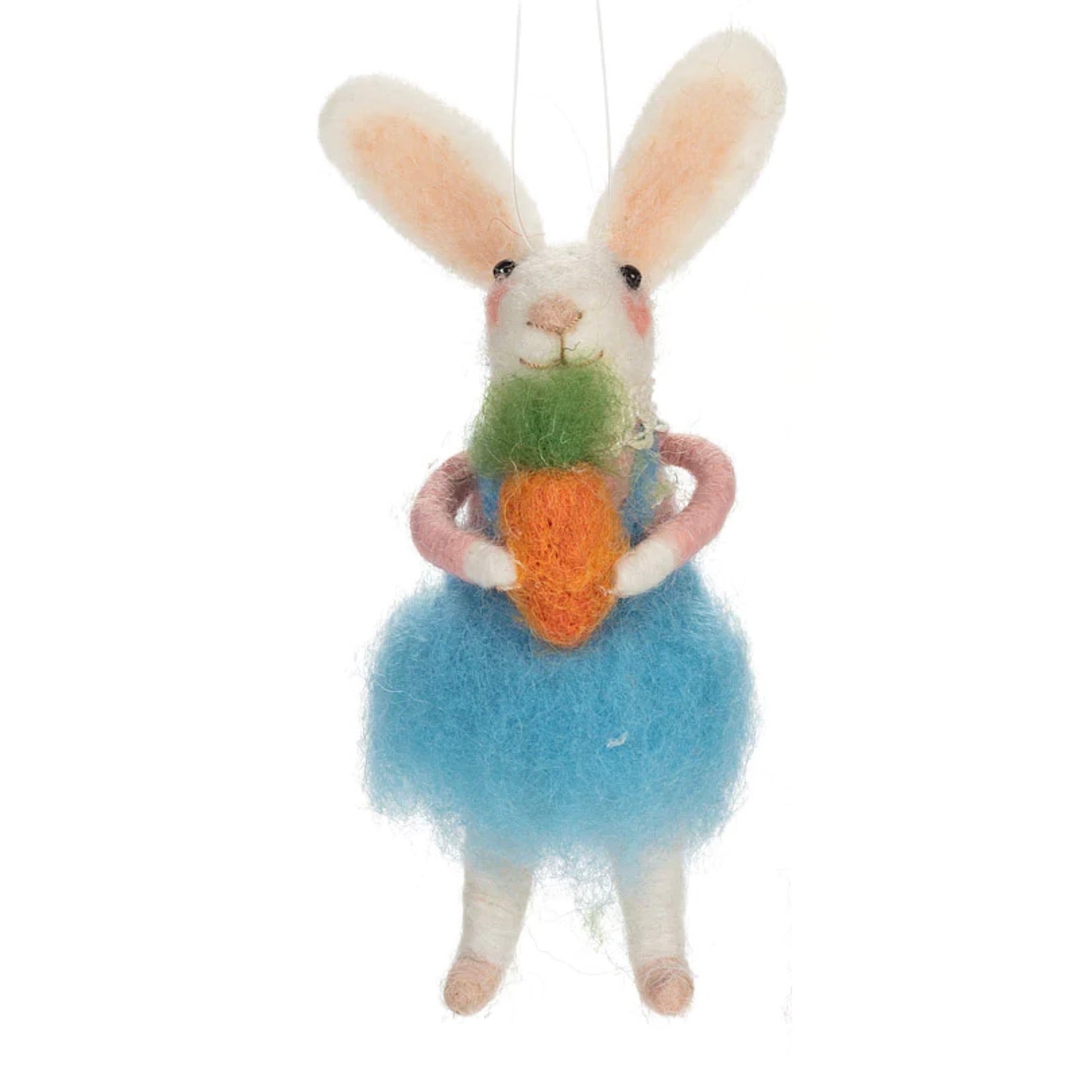 Rabbit in Blue Dress Felted Ornament