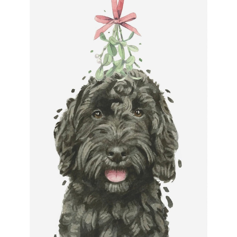Cockapoo with Mistletoe Christmas Greeting Card | Putti Christmas 