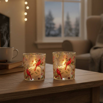 Cardinals Glass Tealight Holder