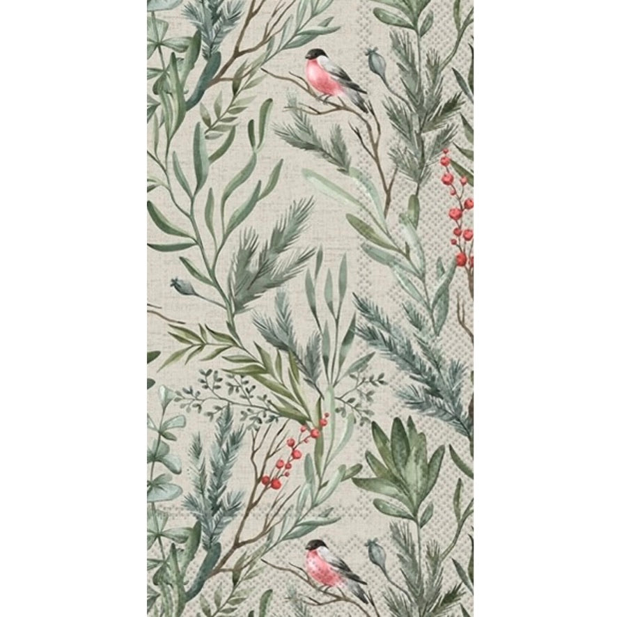 Winter Greens Cream Paper Napkin - Guest  | Putti Fiine Furnishings 