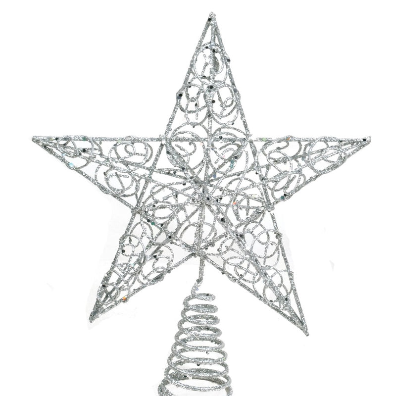 Silver Glittered Circles Christmas Tree Topper