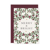 "Merry & Bright" Floral Christmas Greeting Card