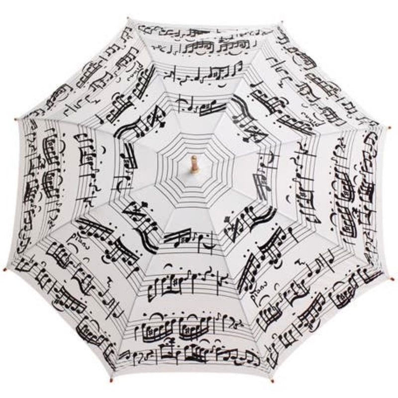 White Music Notes Stick Umbrella | Putti Fine Fashions 
