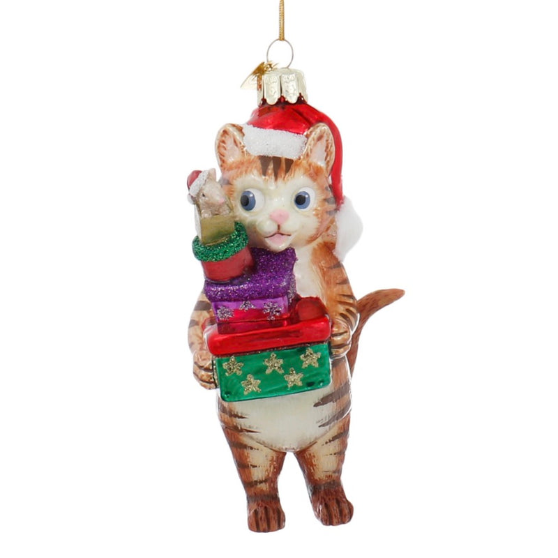 Kurt Adler Noble Gems Ginger Cat with Presents | Putti Christmas 