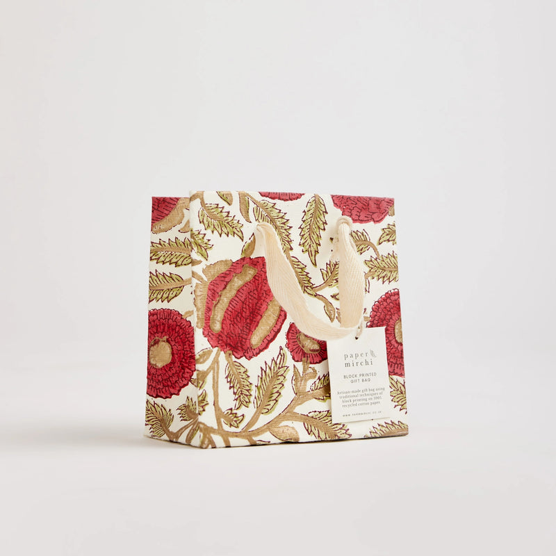 Hand Block Printed Gift Bags Festive - Small