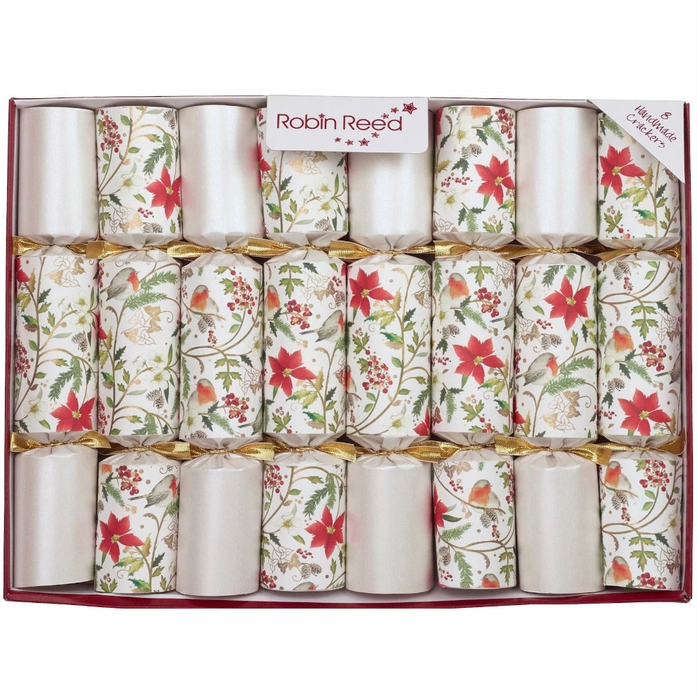Robin Reed "White Floral Robin' Christmas Crackers