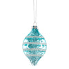 Retro Glass Drop with Tinsel Ornament - Aqua