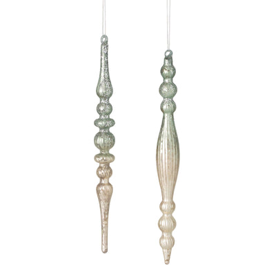 Aqua Mercury Glass Slim Finial Ornament