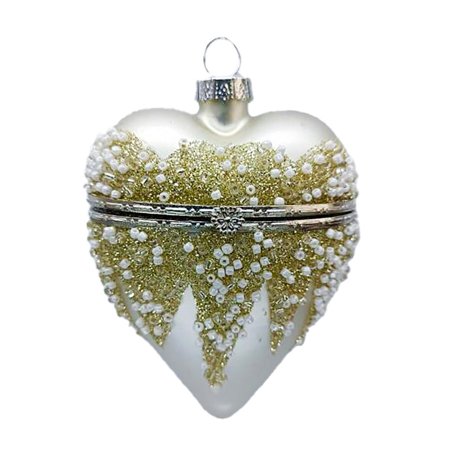 Champagne Glass Heart Box Ornament | Putti Christmas Decorations 
