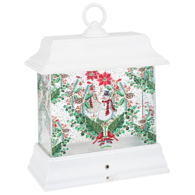 Perpetual Snowman Damask Shimmer Lantern
