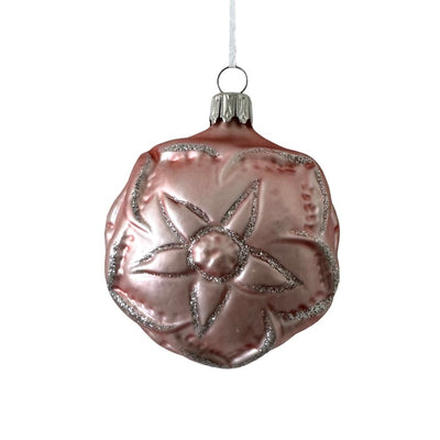Pink Rose European Glass Ornament | Putti Christmas