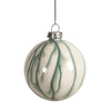 Gloss White with Green Drips Glass Ball Ornament | Putti Christmas Decorations