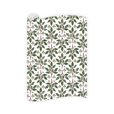 Dogwood Hill Holly Stencil Wrapping Paper Roll
