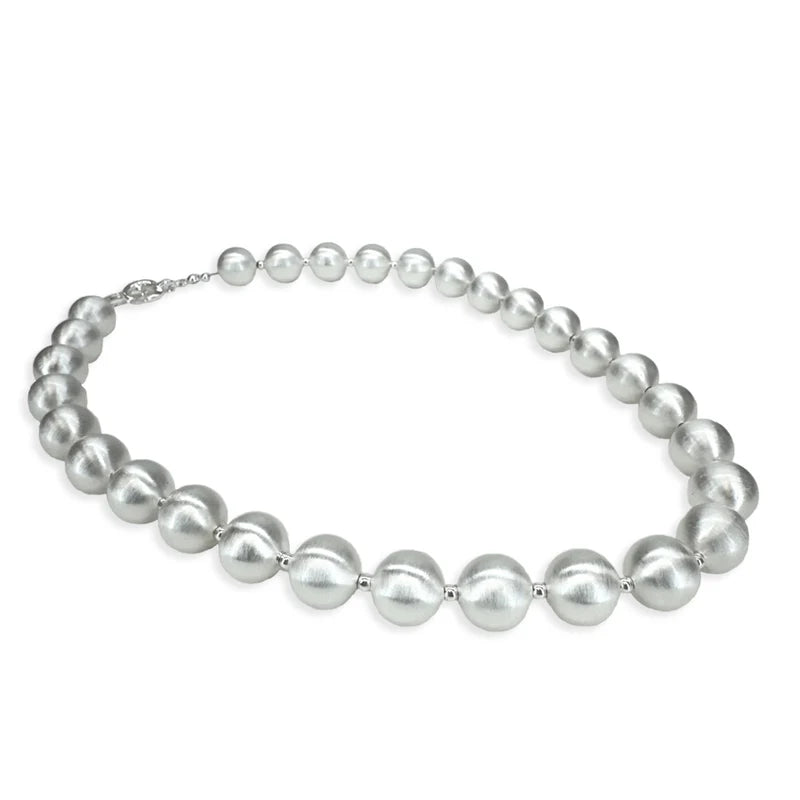 Jacquline Kent Brushed Platinum Pearl Necklace | Putti Fine Fashions 