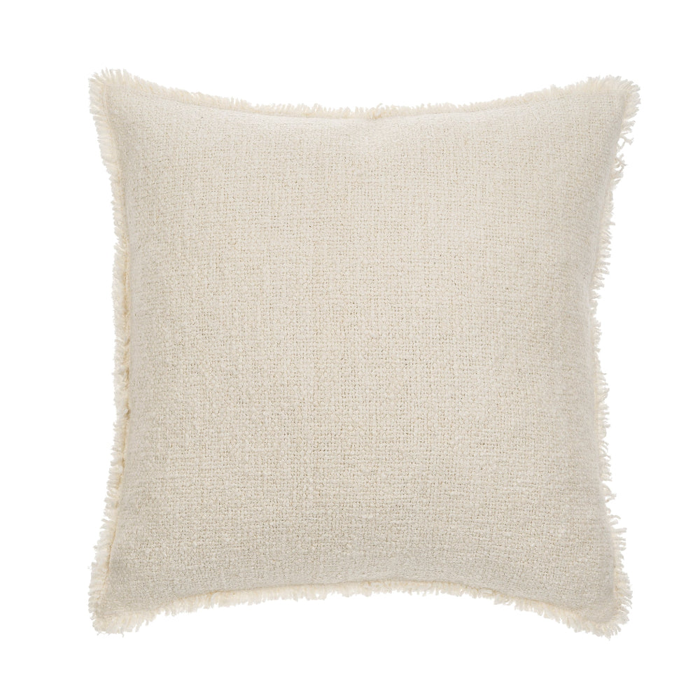 Fringed Boucle Pillow - Off White | Putti Fine Furnishings 